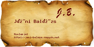 Jáni Balázs névjegykártya